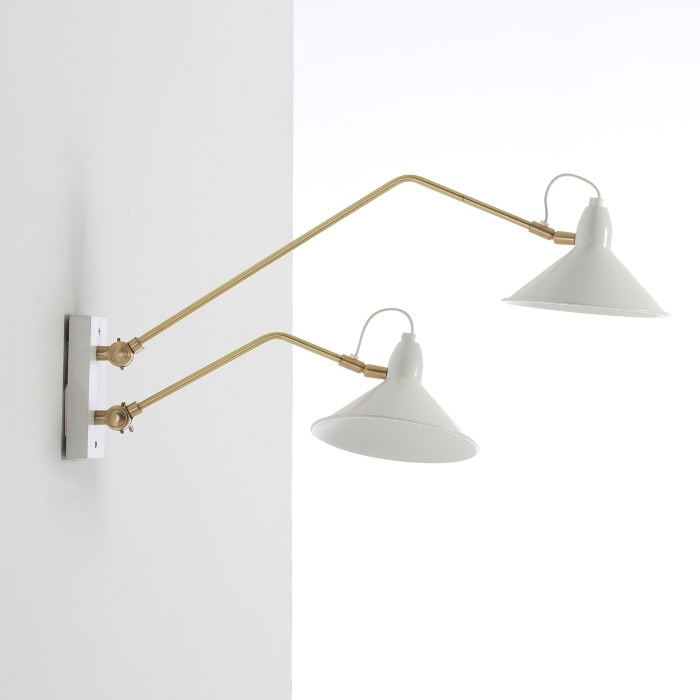 40016 aplique de pared 66 de diseño vintage doble en metal blanco ... De diseño Candelabros Pared