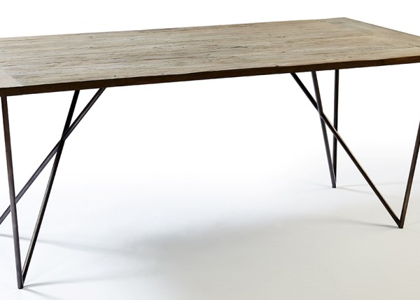 BS12950 Mesa comedor industrial en madera envejecida y patas ... BS12950 Mesa comedor industrial en madera envejecida y patas ...