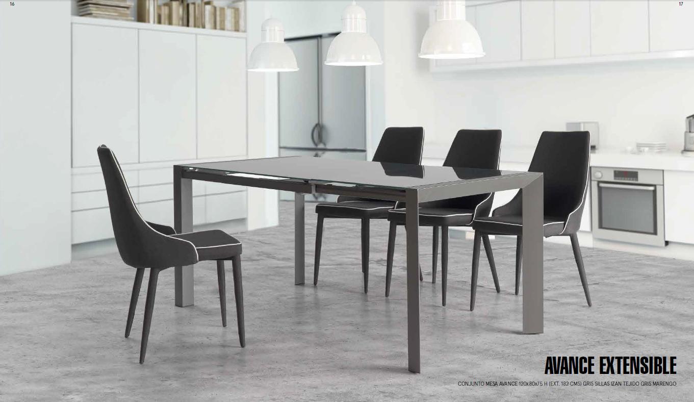 Mesa de comedor AVANCE EXTENSIBLE 120/182 cristal y acero gris ... Mesa de comedor AVANCE EXTENSIBLE 120/182 cristal y acero gris ...