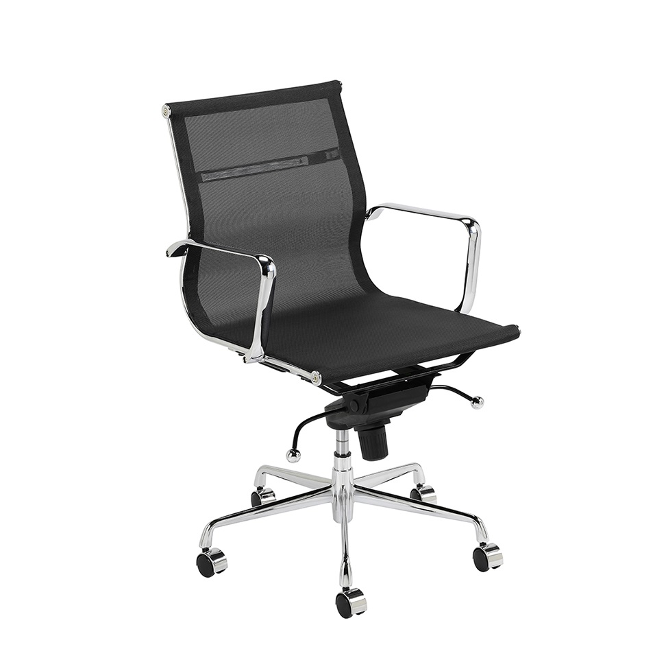 Silla de despacho T19 diseño ergonómico respaldo bajo malla negra con