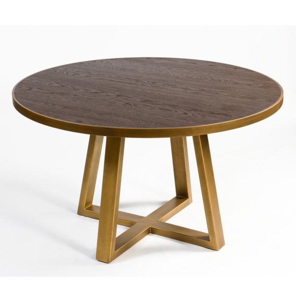 6881-NK Mesa de comedor 150 de diseño vintage roble y metal oro
