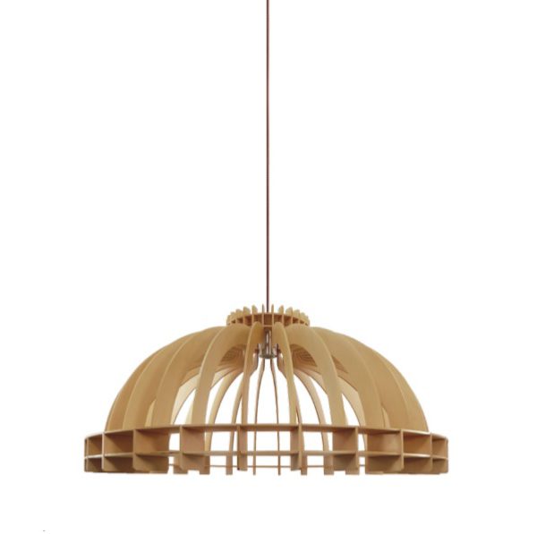 BETEL-380 Lámpara de techo de diseño moderno semiesfera lamas de madera