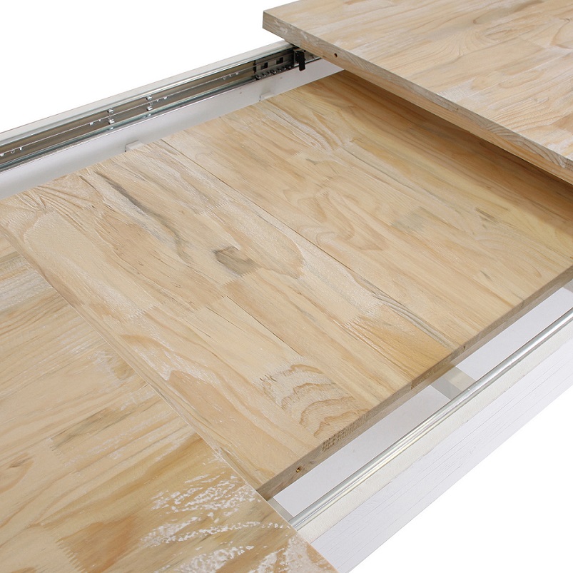 Mesa comedor extensible provenzal madera blanco y natural (2)