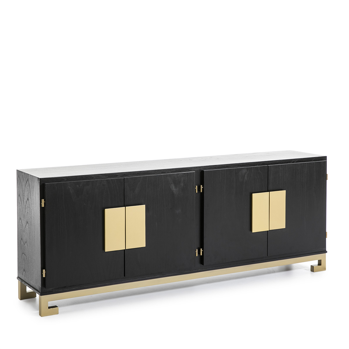 Aparador Art Decó madera negro y metal dorado (1)