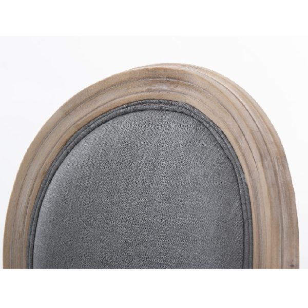 800030 Silla de diseño clásico medallón madera y tapizado lino