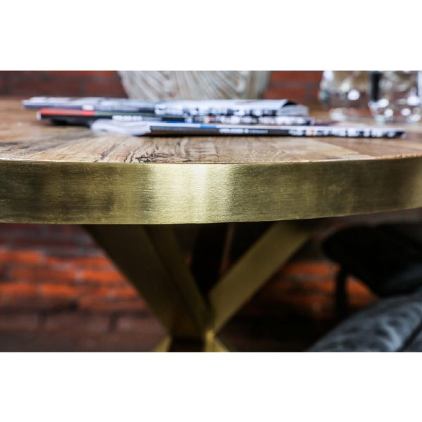 687712 Mesa de comedor ovalada diseño vintage 220 madera antigua acero