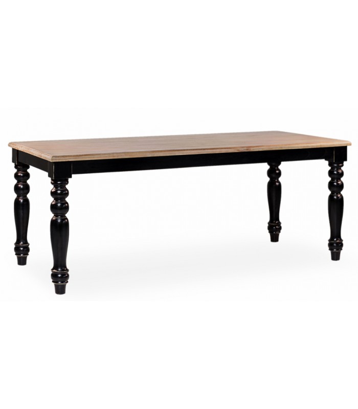 Mesa de comedor estilo rustico colonial madera mindi natural y negro