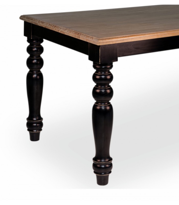 Mesa de comedor estilo rustico colonial madera mindi natural y negro3