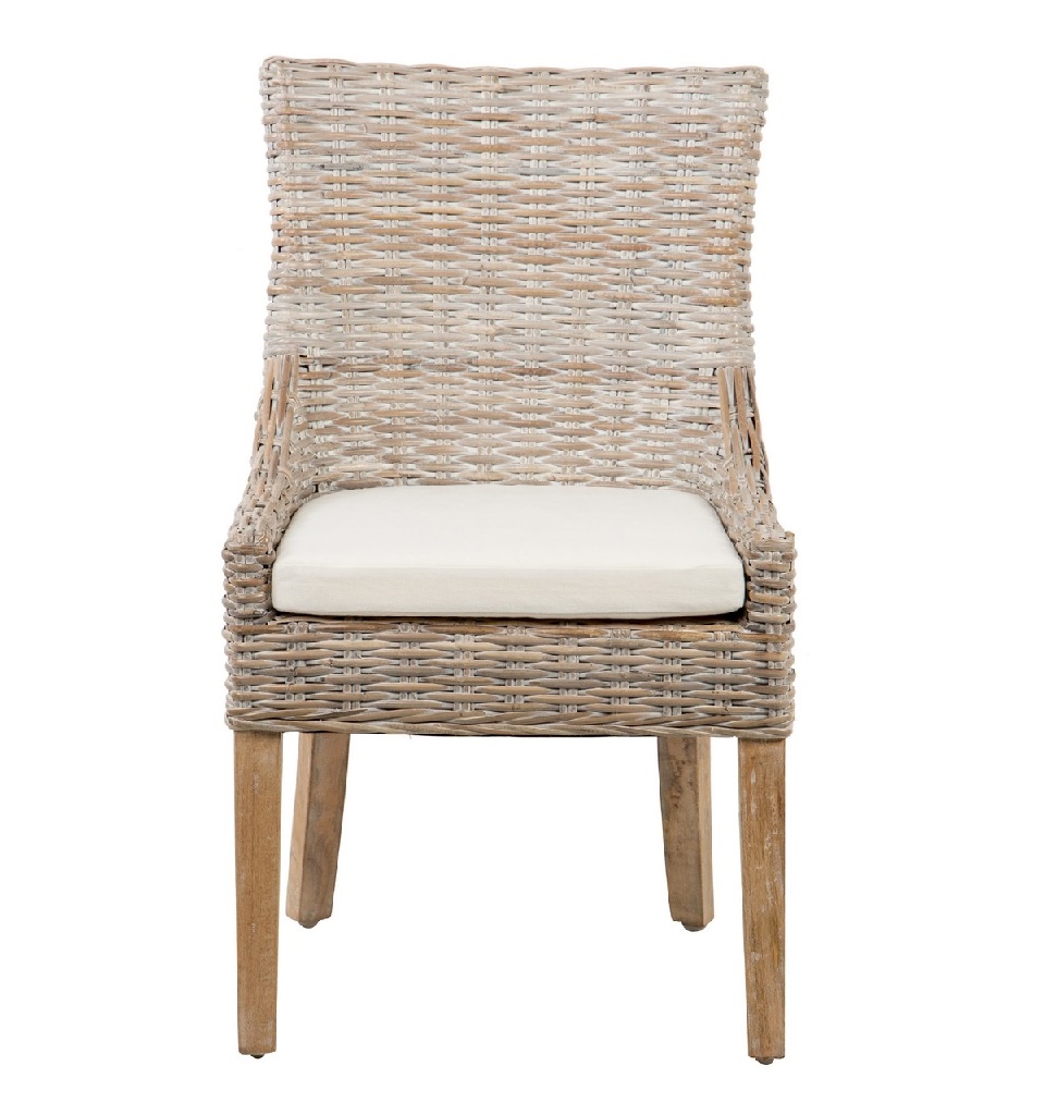 Silla de diseño moderno madera y ratán color blanco lavado con cojín (4)