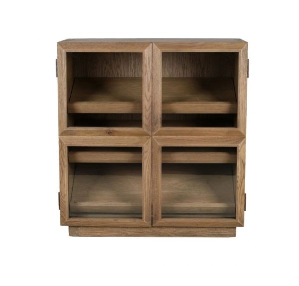 Aparador zapatero diseño colonial madera natural puertas cristal y